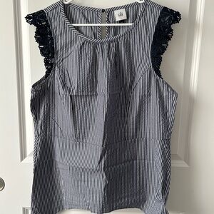 Pinstripe sleeveless top with ilet detail
